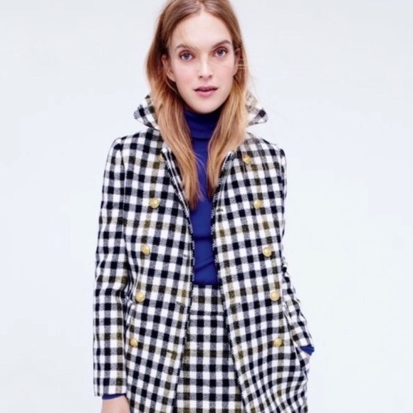 LIKE New JCREW Oxford Check Coat in Sz 6 - Picture 2 of 8